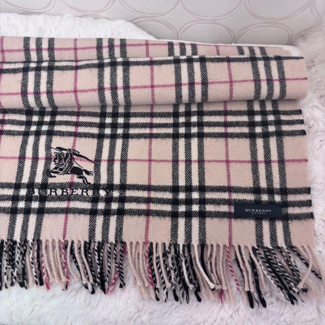 BURBERRY ロゴ刺繍 バーバリーチェック マフラー ショール