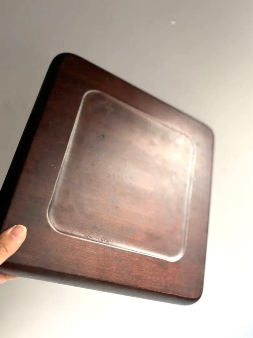 755 ヴィンテージ 軽井沢彫 桜彫 角盆 大阪屋家具店 金継ぎ 民芸 工芸