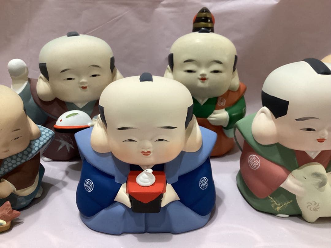 福助人形　ノベルティ　非売品　縁起物　干支　伝統工芸品　陶器製日本人形 7体
