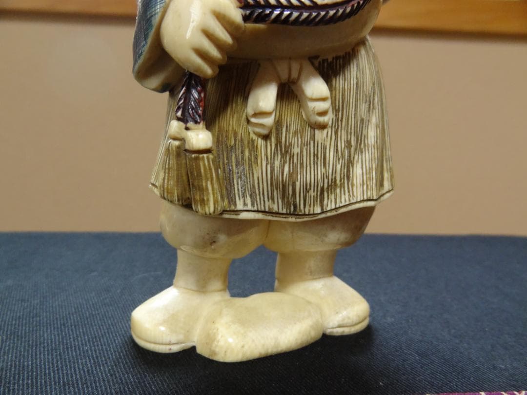 恵比寿大黒　大黒様　縁起物　置物　工芸品　マンモス　天然素材