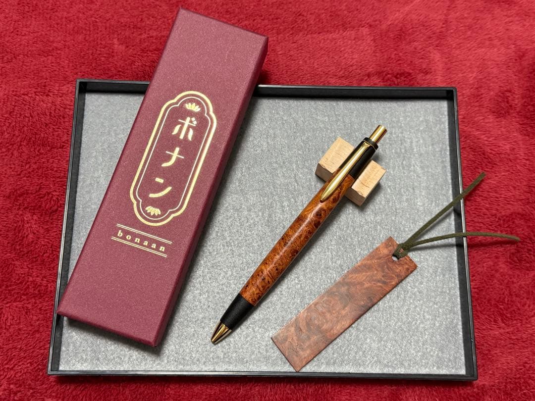 ボナンペン 真鍮金具 花梨瘤 シャーペン 栞[野原工芸 工房楔 こぶた工房]