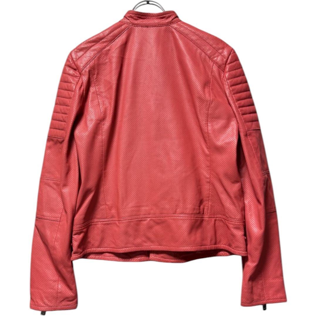 DIESEL ディーゼル　シープスキンライダースジャケット　羊革　パンチング　赤