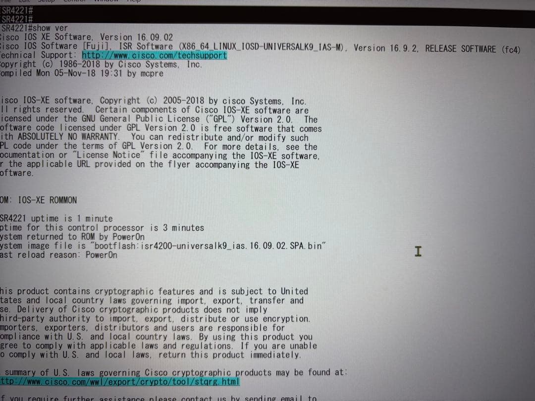 Cisco ISR 4221 動作確認済み