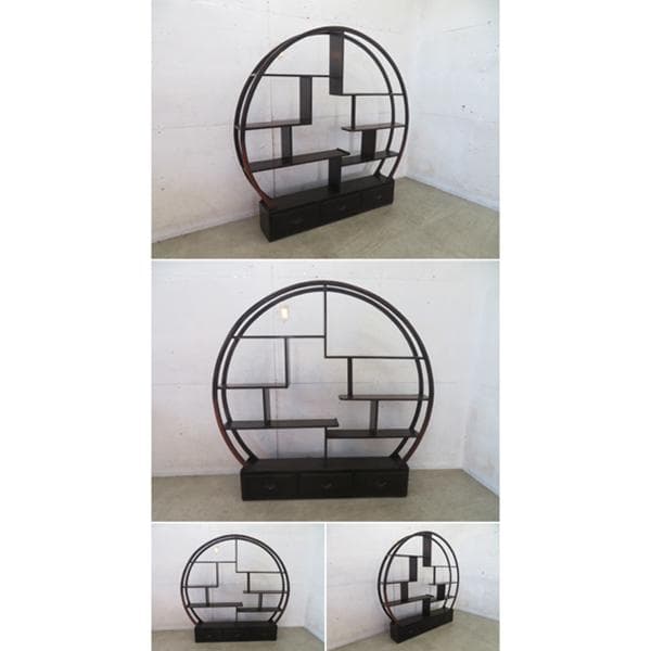 中国アンティーク■唐木■無垢材■博古架/円形飾り棚/茶器棚■中国美術■伝統様式■