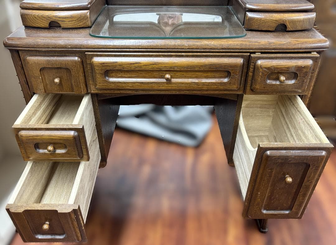 3面鏡 鏡台 ドレッサー レトロ 日本板ガラス コンセントあり ノンブランド