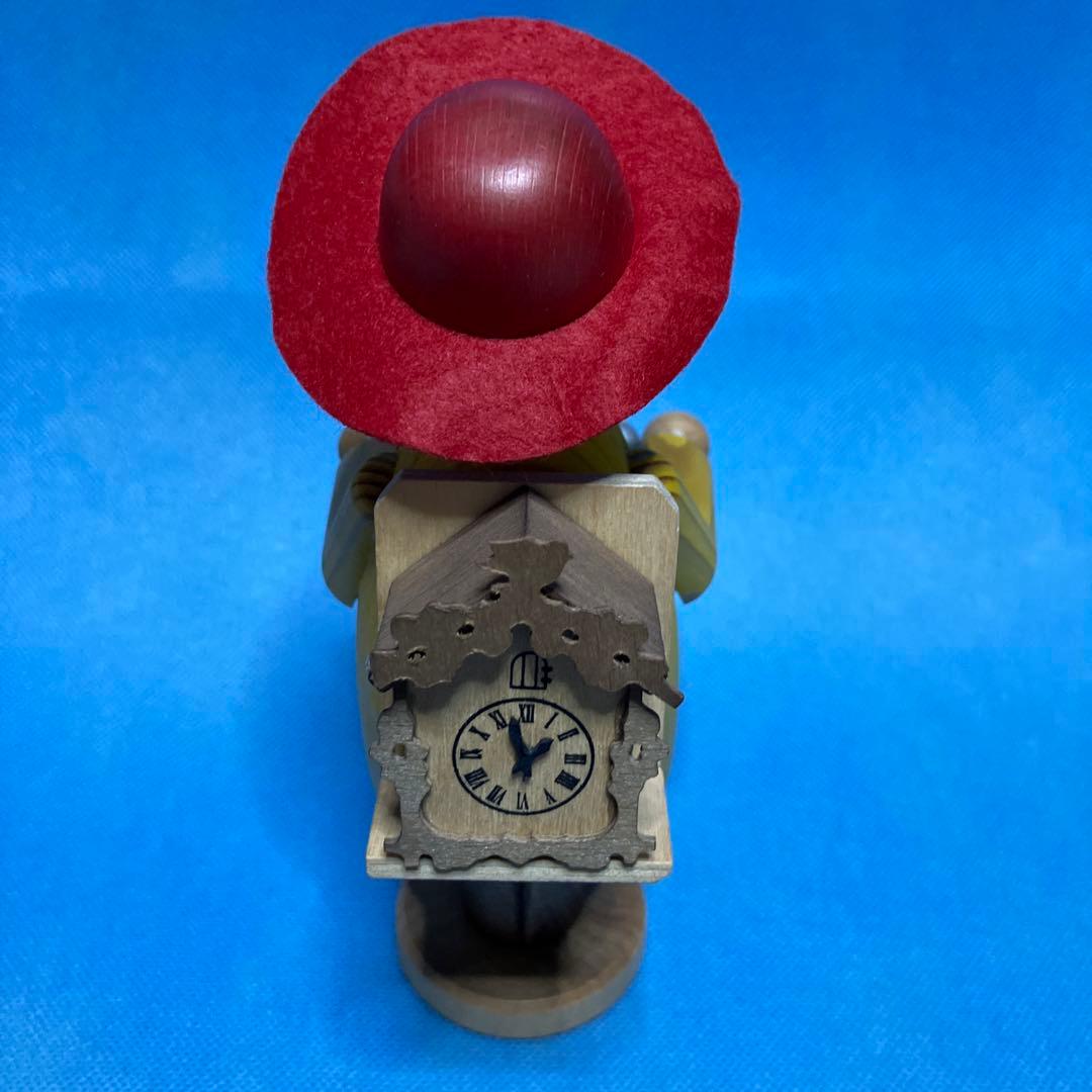 ドイツ クーネルト社 木製煙出し人形 ミニチュア時計バスケット付き