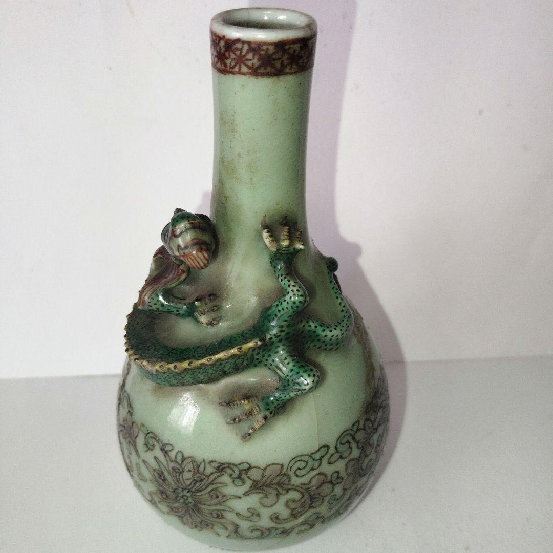 青磁の花瓶、一輪挿し　骨董