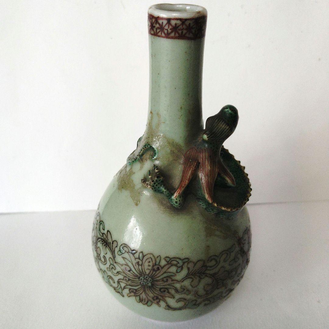 青磁の花瓶、一輪挿し　骨董