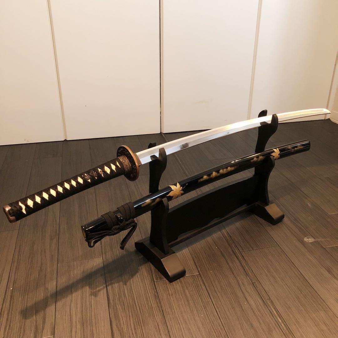 高級模造刀　高級居合刀　 土佐美術刀剣　大小セット　本研波刃　紅葉柄