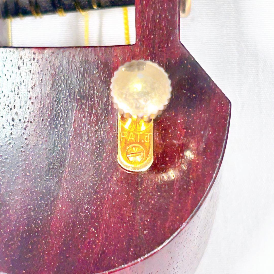 【希少】民謡三味線　中棹　紅木　正寸　二本溝　丸打胴　皮やぶれなし　天神欠けなし