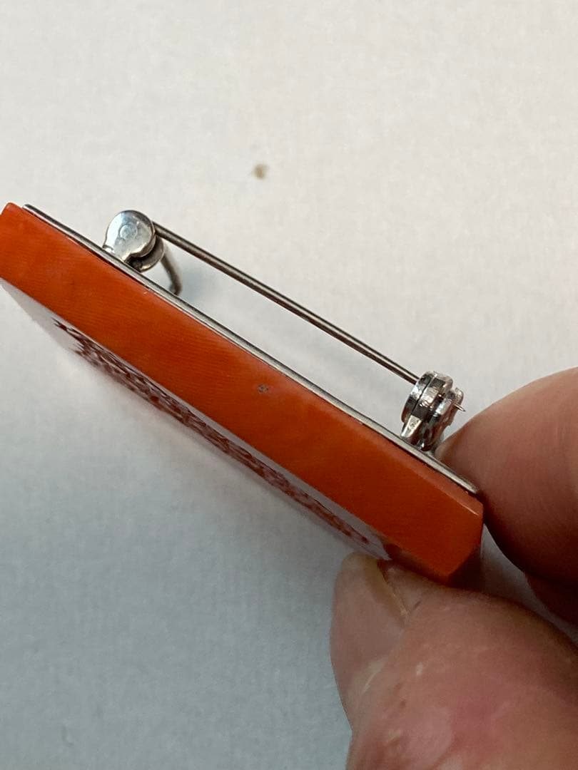 珊瑚　帯留　ブローチ　ヴィンテージ