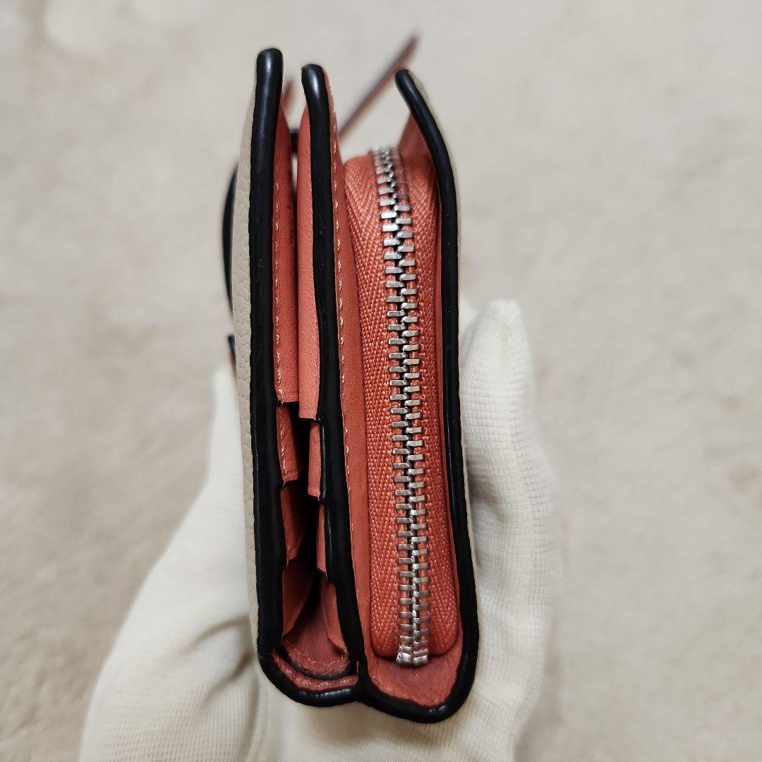 LOEWE アナグラム 二つ折り財布 ベージュ×ピンク コンパクトウォレット