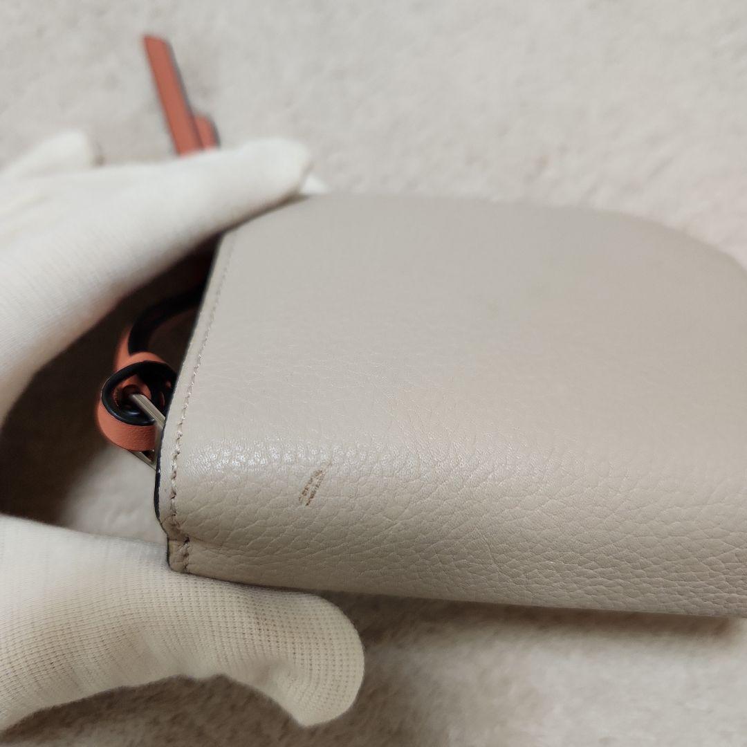 LOEWE アナグラム 二つ折り財布 ベージュ×ピンク コンパクトウォレット