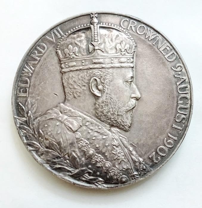 大型 55mm 1902年 イギリス 英国 エドワード7世 戴冠式 銀メダル