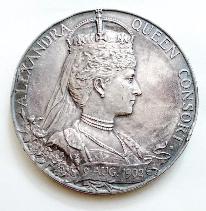 大型 55mm 1902年 イギリス 英国 エドワード7世 戴冠式 銀メダル