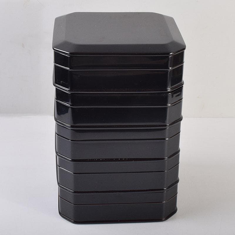 塗師　木村表斎　黒漆　利休形　縁高重　五段　共箱　V　R9124B