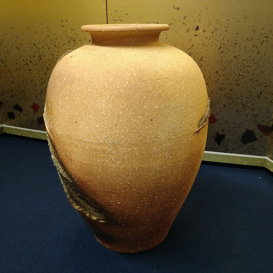 ab53 信楽焼 花入 山水 帆かけ船 花器 花瓶 飾り壷 置物 美品 銘有