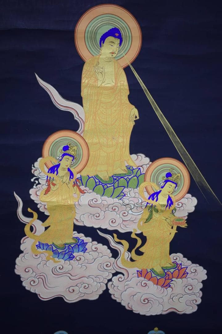 不詳/作者不明/天台宗/三尊仏/三尊佛/佛画/布袋屋掛軸HJ-460