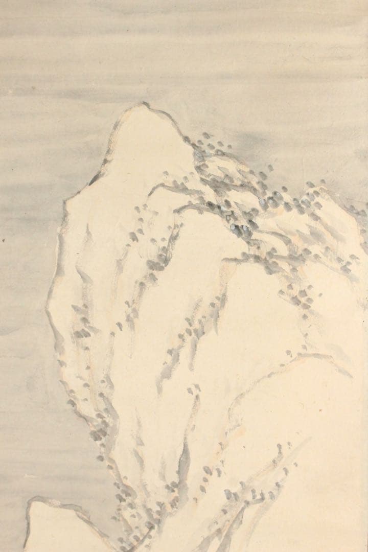 No5372 掛軸　作者不詳　在銘　雪中山水　萬山積雪　紙本　中国画　送料無料