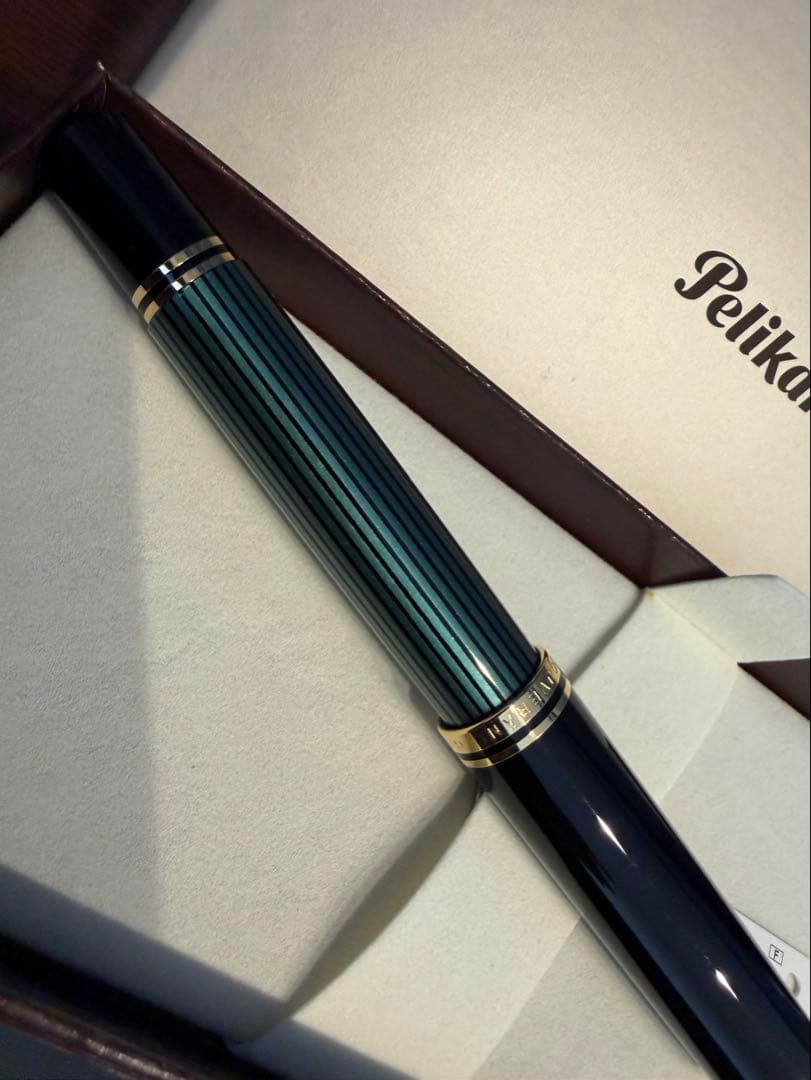 ほぼ未使用 ペリカン スーベレーン M800 緑縞 F 細字 万年筆