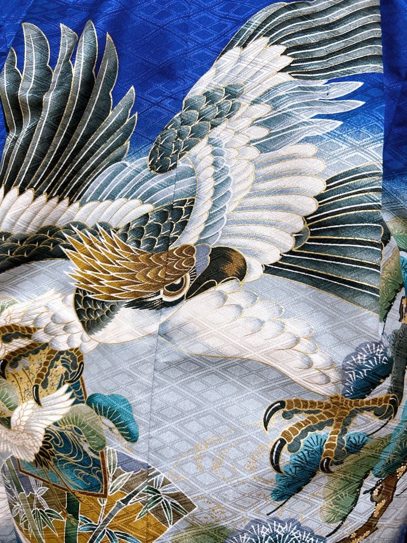 青系フルセット♡七五三　5歳　男の子　一式　鷹　ゴールド