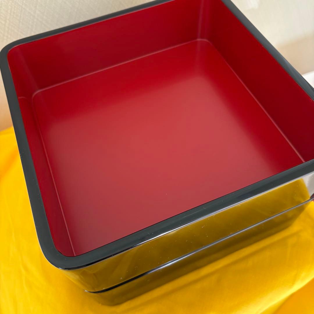 【新品 未使用】 輪島塗り 二段重 黒重箱　お正月