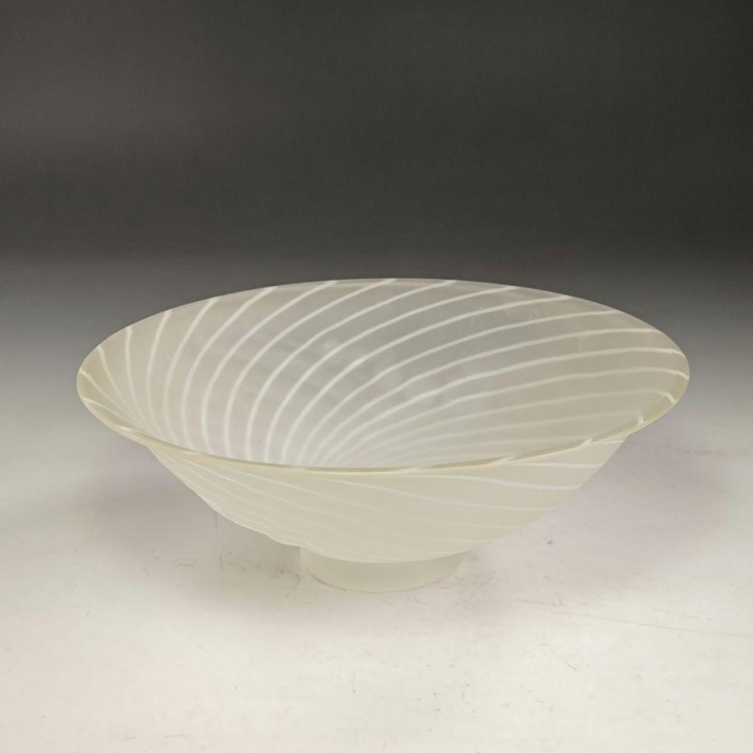 イ978 茶碗『水崎長寿』『義山硝子ガラス　雲渦　平茶碗　共箱』抹茶碗　茶道具