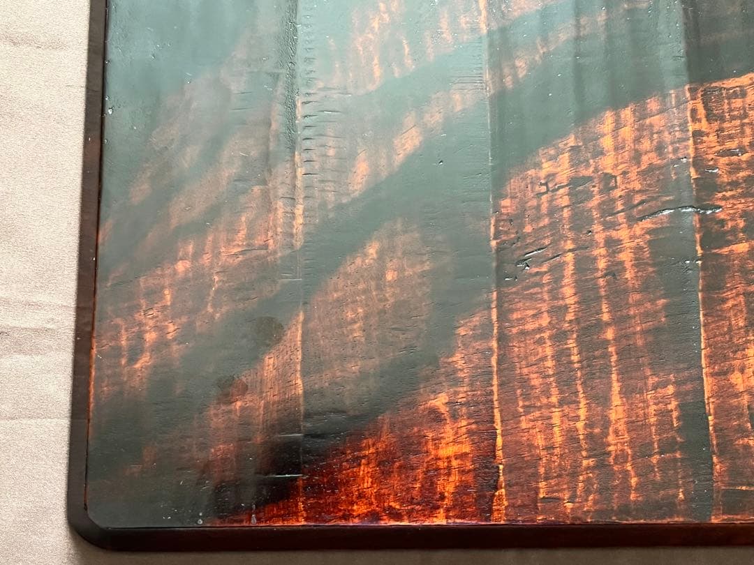 希少　黒柿拭漆我谷盆　25cm×35.4cm×1.8cm №9030