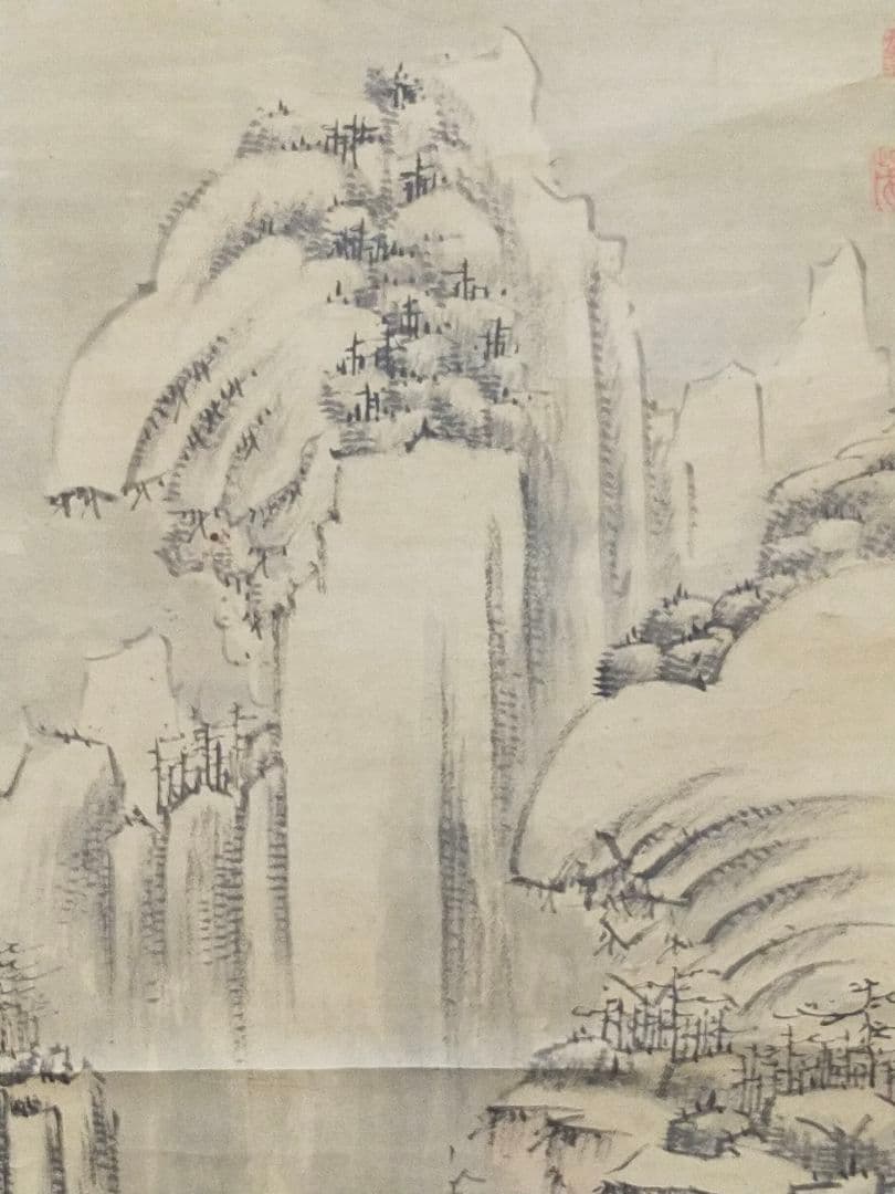 ♥【模写】とても古い　掛軸　貫名菘扇　桐箱付き　南画　山水図　掛け軸　骨董品