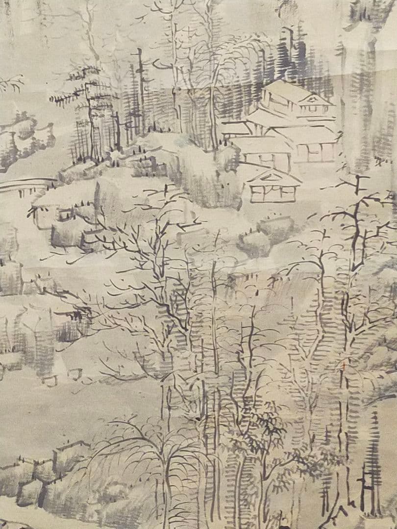 ♥【模写】とても古い　掛軸　貫名菘扇　桐箱付き　南画　山水図　掛け軸　骨董品