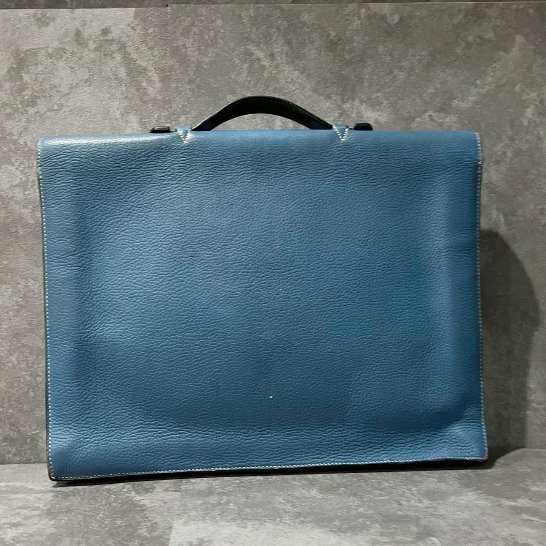 ⭐️エルメス⭐️ サックアデペッシュ ビジネスバッグ ブルー系 本革