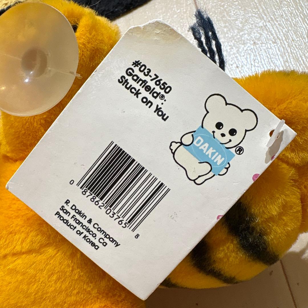 首 回せます お目目真っ白 タグ付き 吸盤 ガーフィールド ぬいぐるみ