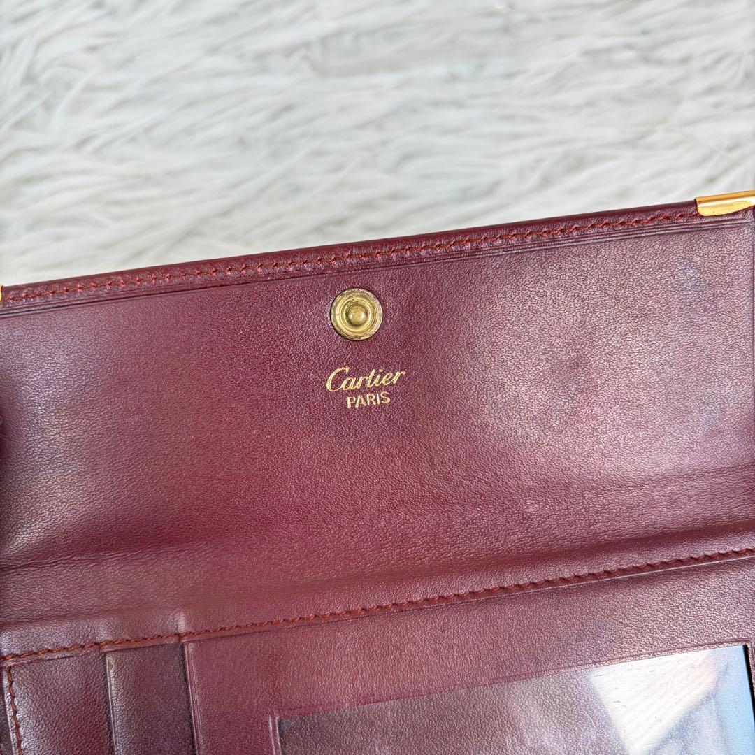 未使用級✨Cartier カルティエ 三つ折り財布 Wホック 金具 ボルドー