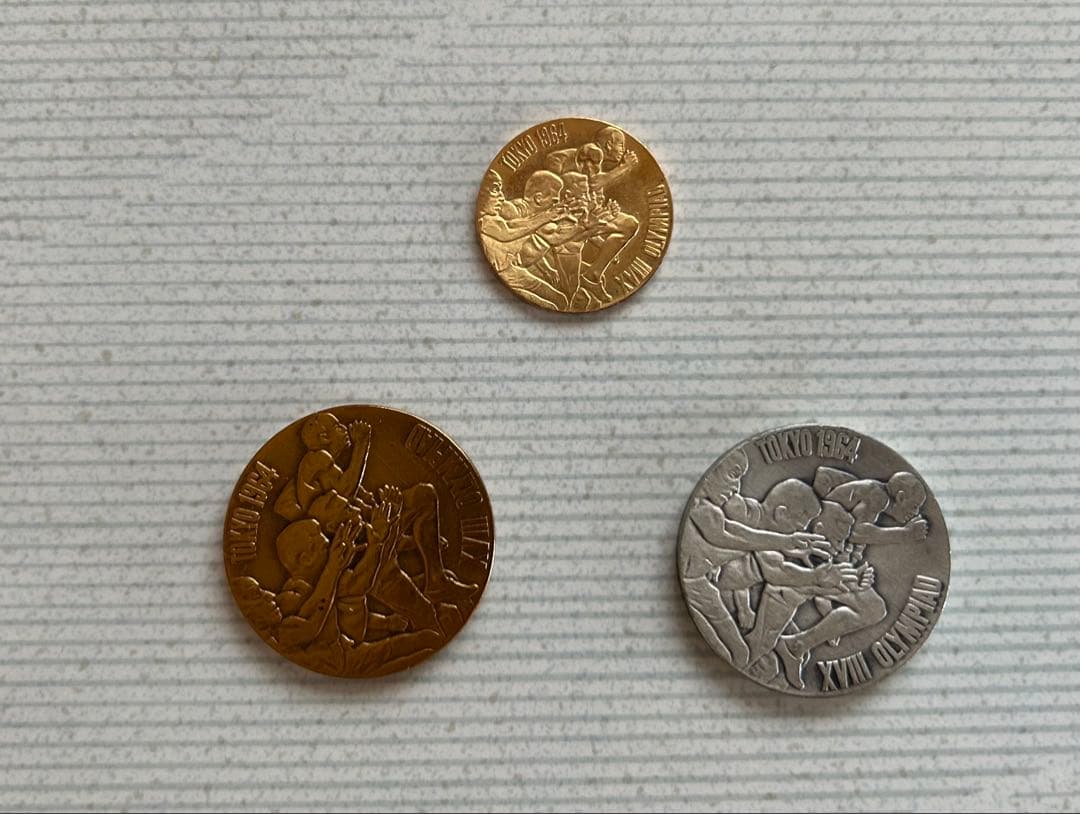 東京オリンピック1964の金・銀・銅メダル3枚セット　オリジナルケース