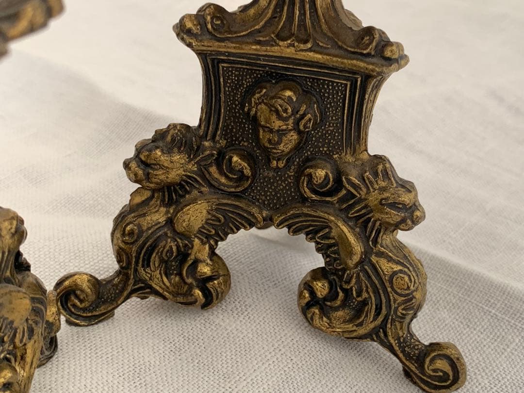 ヨーロッパ　蚤の市　キャンドルスタンド　天使　ペア　ブロカント