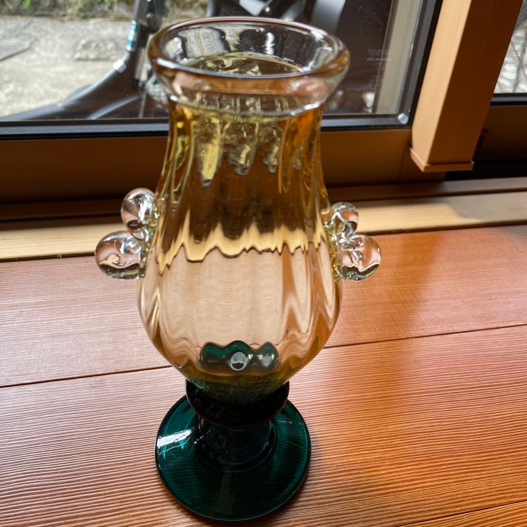 村松学　双耳花瓶　カンナカガラス　舩木倭帆