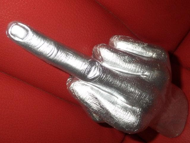 ファックサイン★置物★銀★25★ミドルフィンガー★Fuck★雑貨★インテリア