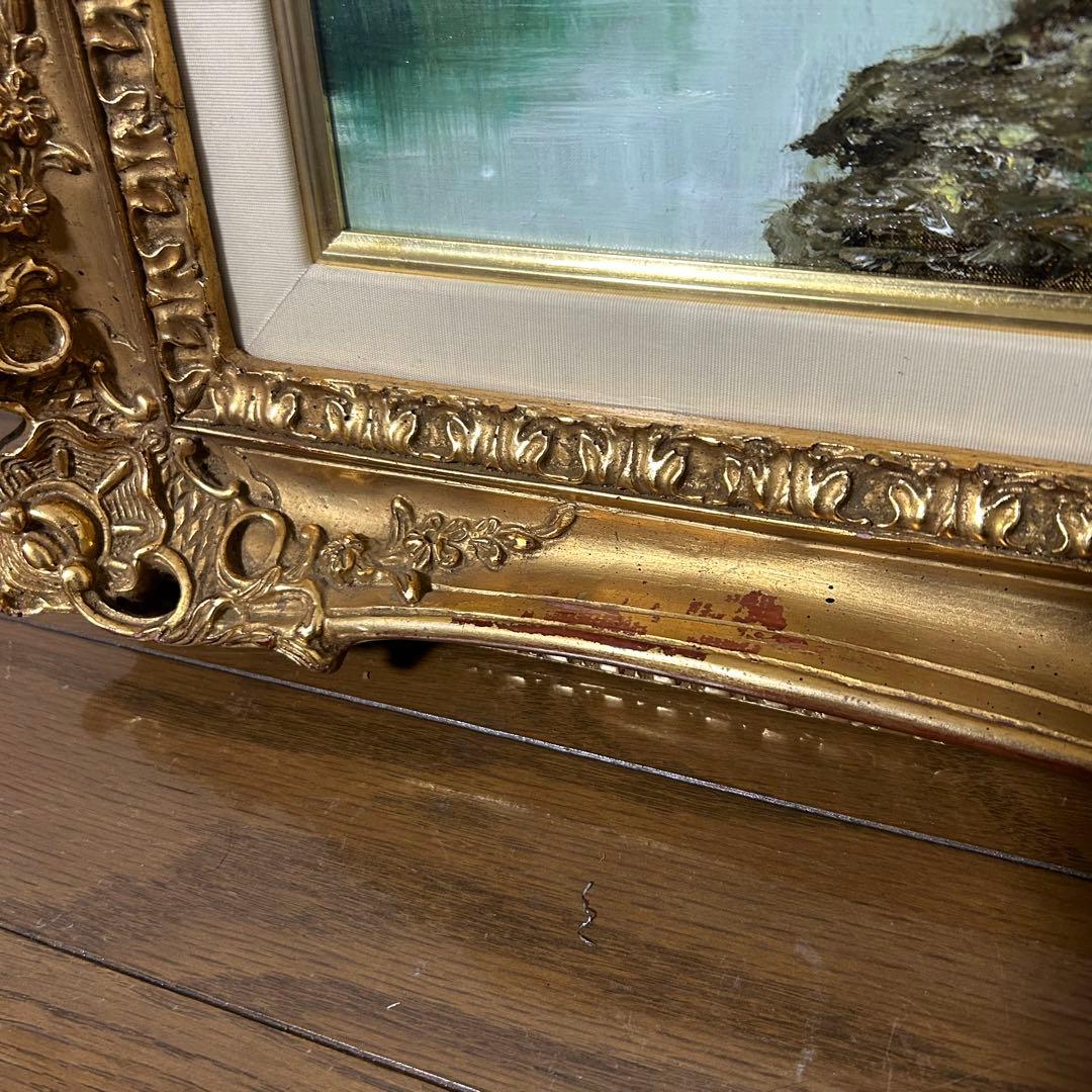 能仲ヤツヲ　油彩 10号 「のどかな日」　油絵 額装 風景画 油彩画 インテリア