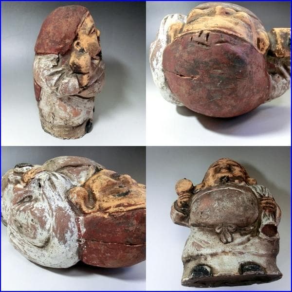 土人形■大黒さん 古い時代物の置物 オブジェ 七福神 大黒様 古美術 骨董品■