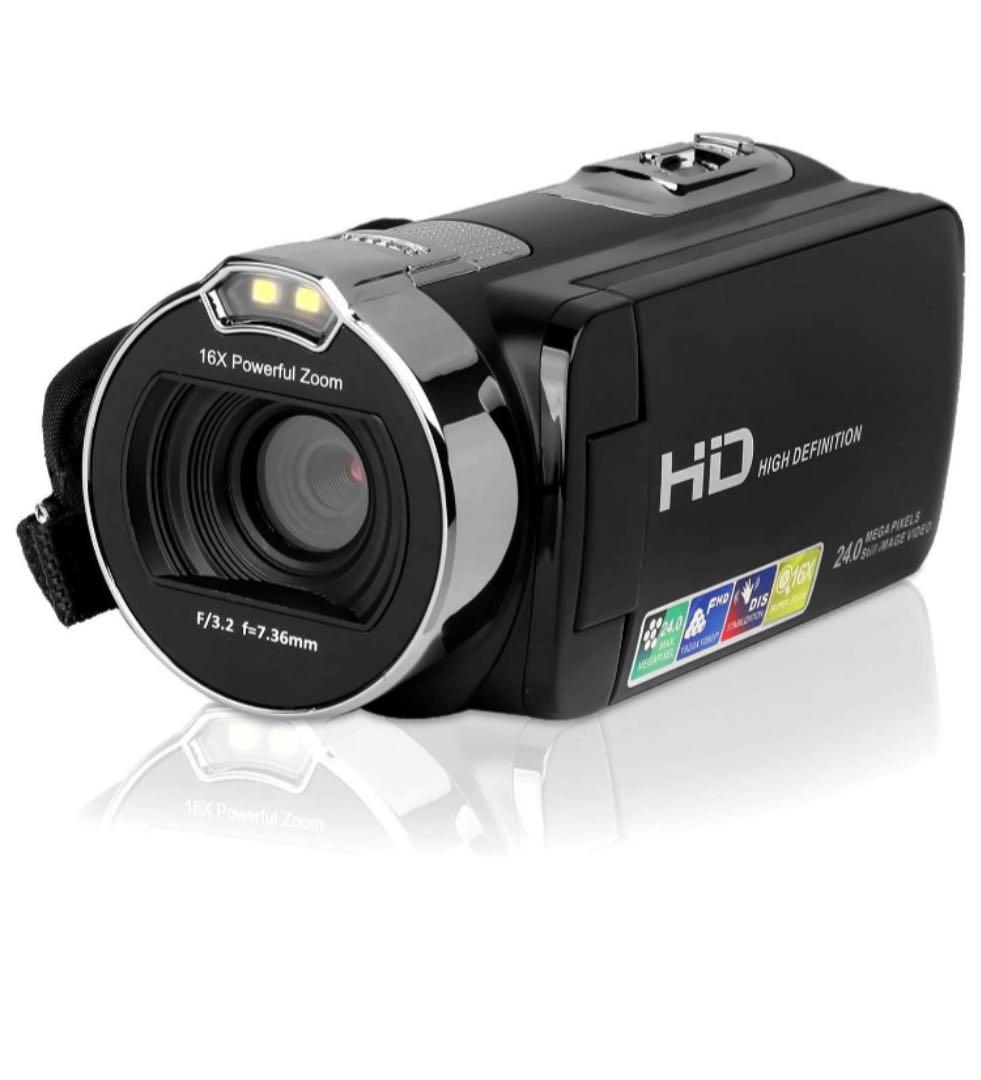 ビデオカメラ　ポータブルビデオカメラ　ブラック