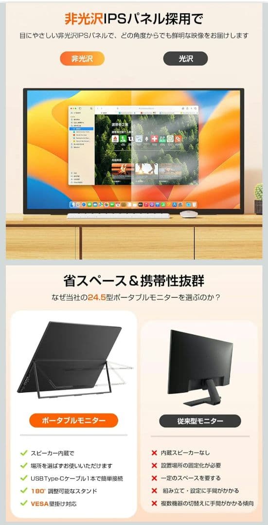 新品 24.5インチ IPSパネル モニター 240Hzモバイルモニター