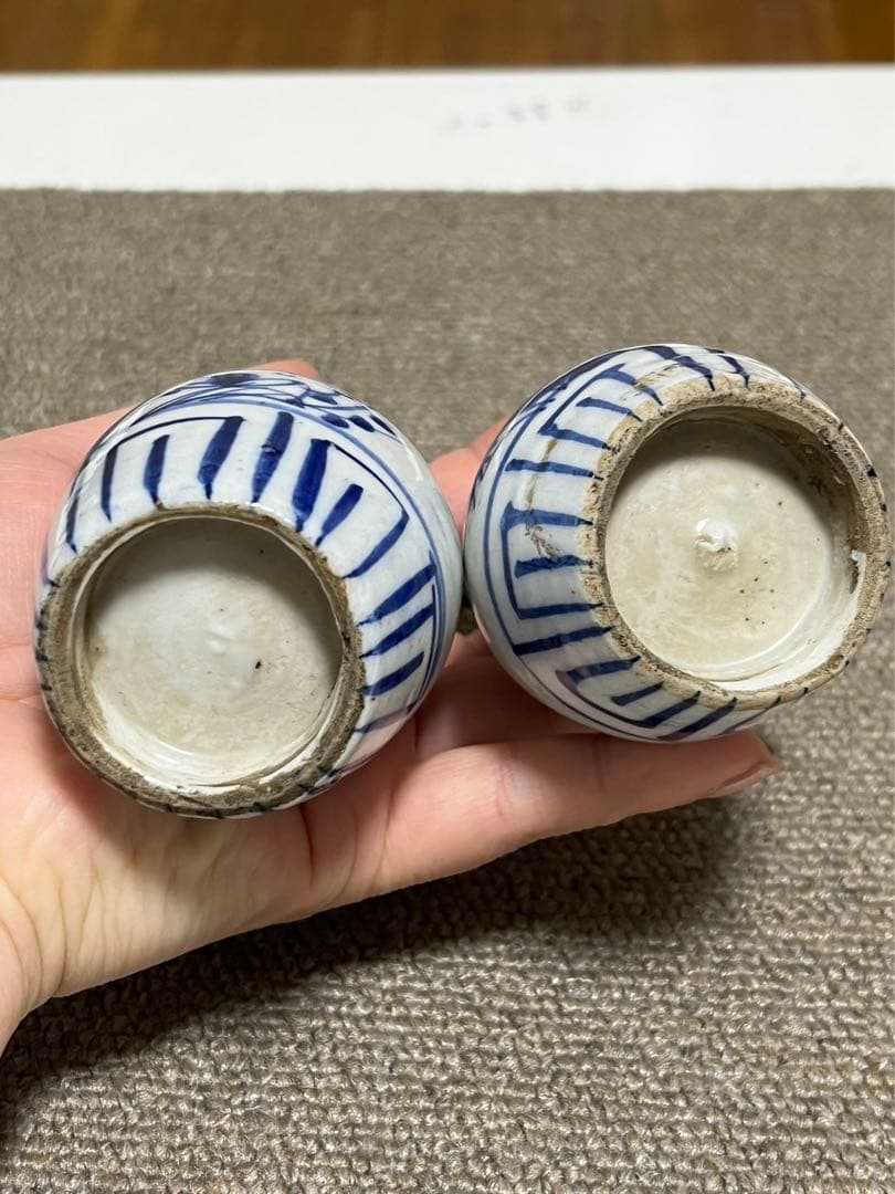 古伊万里 染付  鑑賞陶器　江戸中期　古伊万里染付蛸唐草鶴首瓶