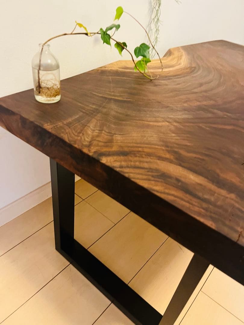 ブラックウォールナット　一枚板テーブル　ローテーブル
