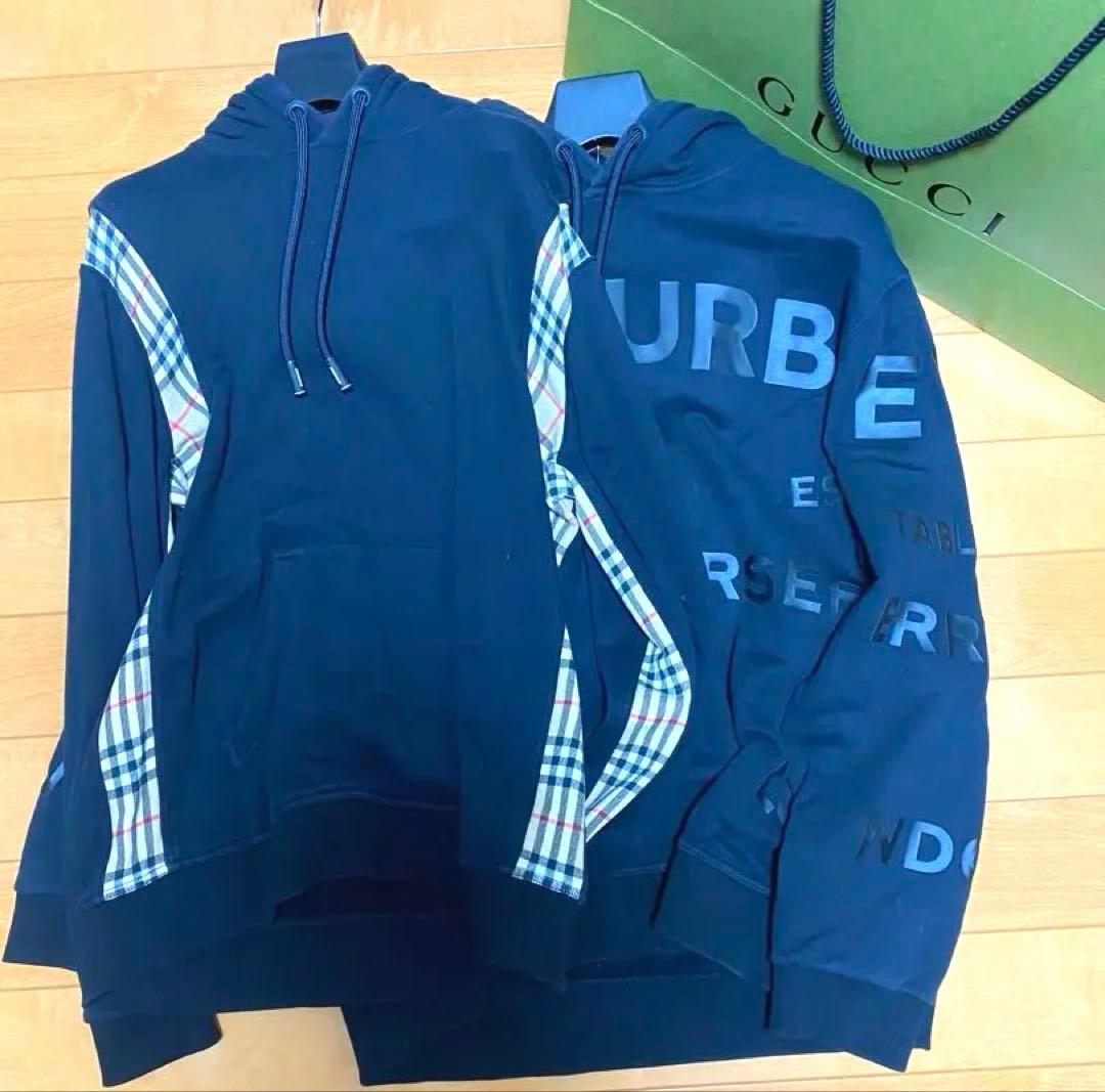 【希少XLサイズ】バーバリー ホースフェリー ビッグロゴ パーカー ブラック