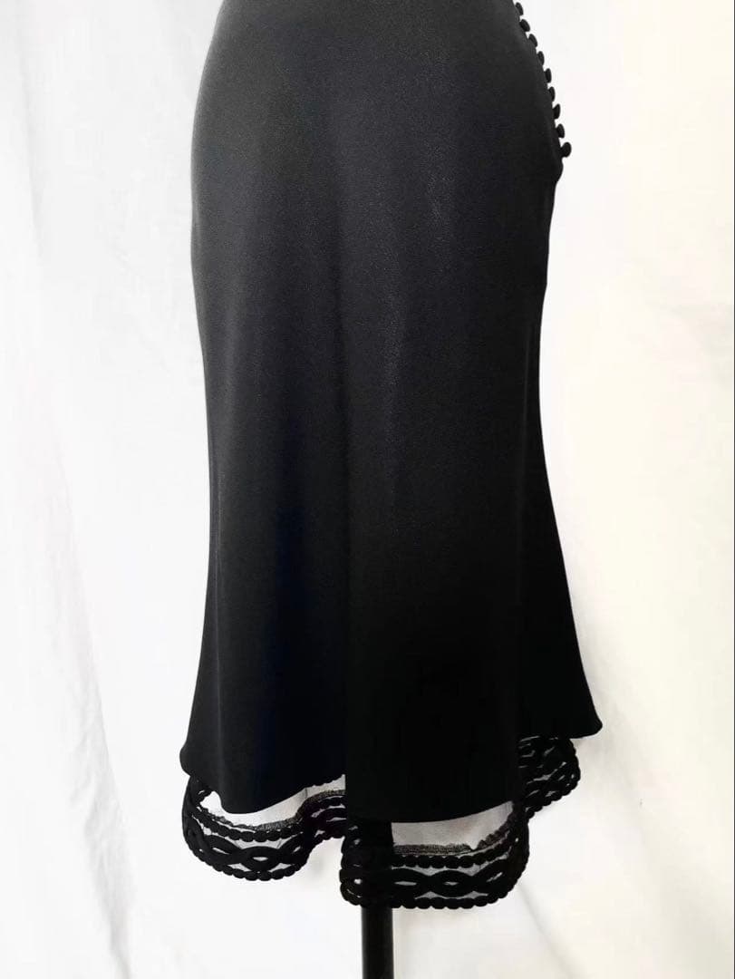 Christian Diorブラック フレアスカート レース裾
