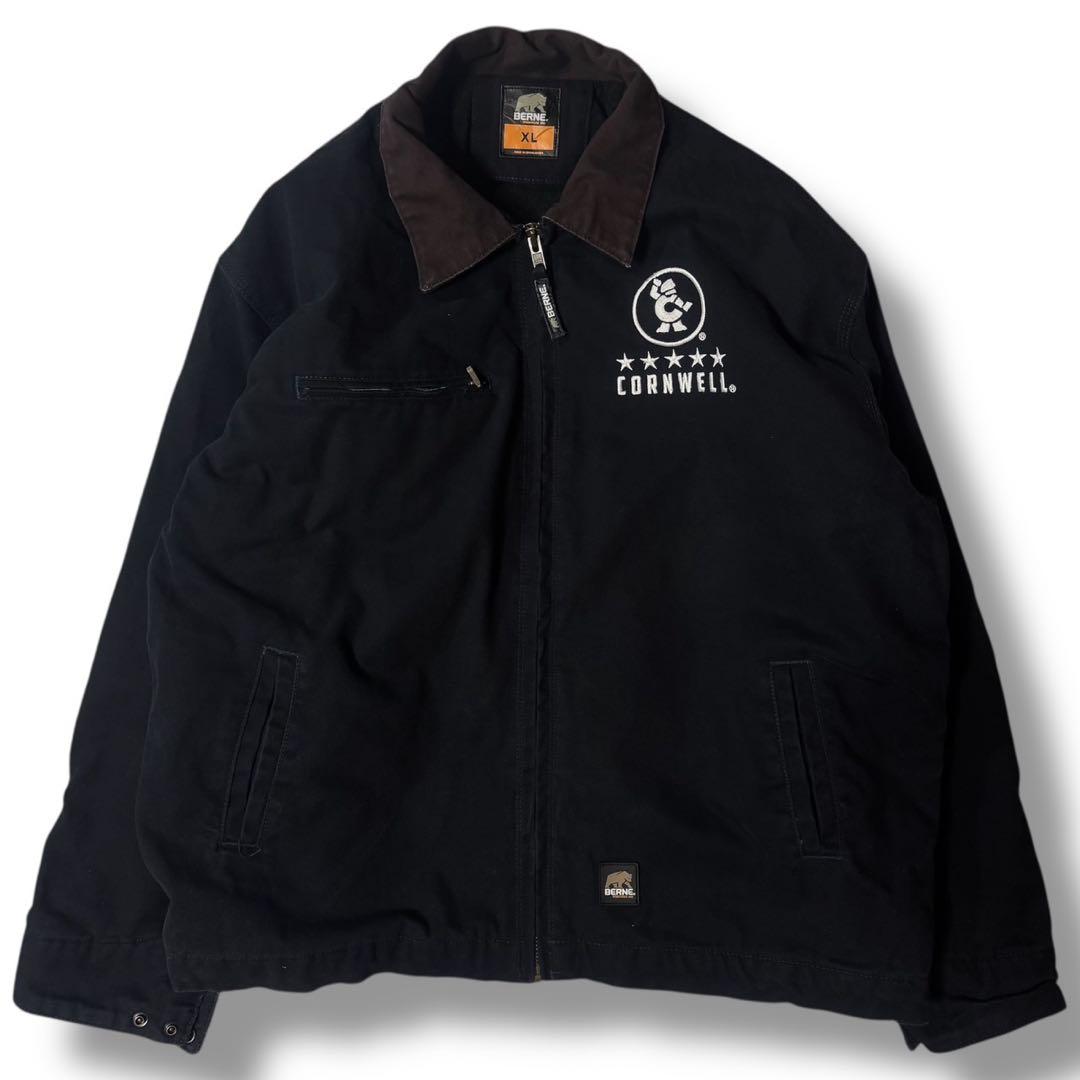 BERNE 古着 デトロイトジャケット XL バック刺繍 ブラック アメカジ