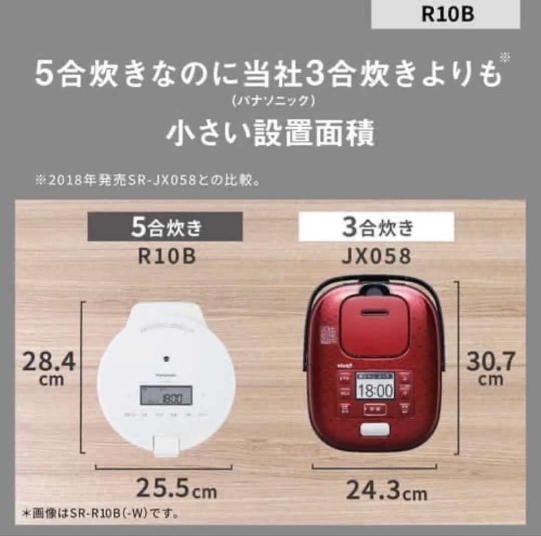 美品 パナソニック 炊飯器5合 圧力IH SR-R10B-W ホワイト