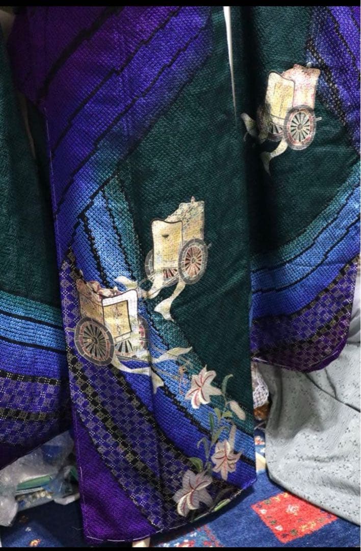 振袖フルセット✨振袖、帯、帯揚げ、帯締め、重ね襟とリボンの７点セット✨