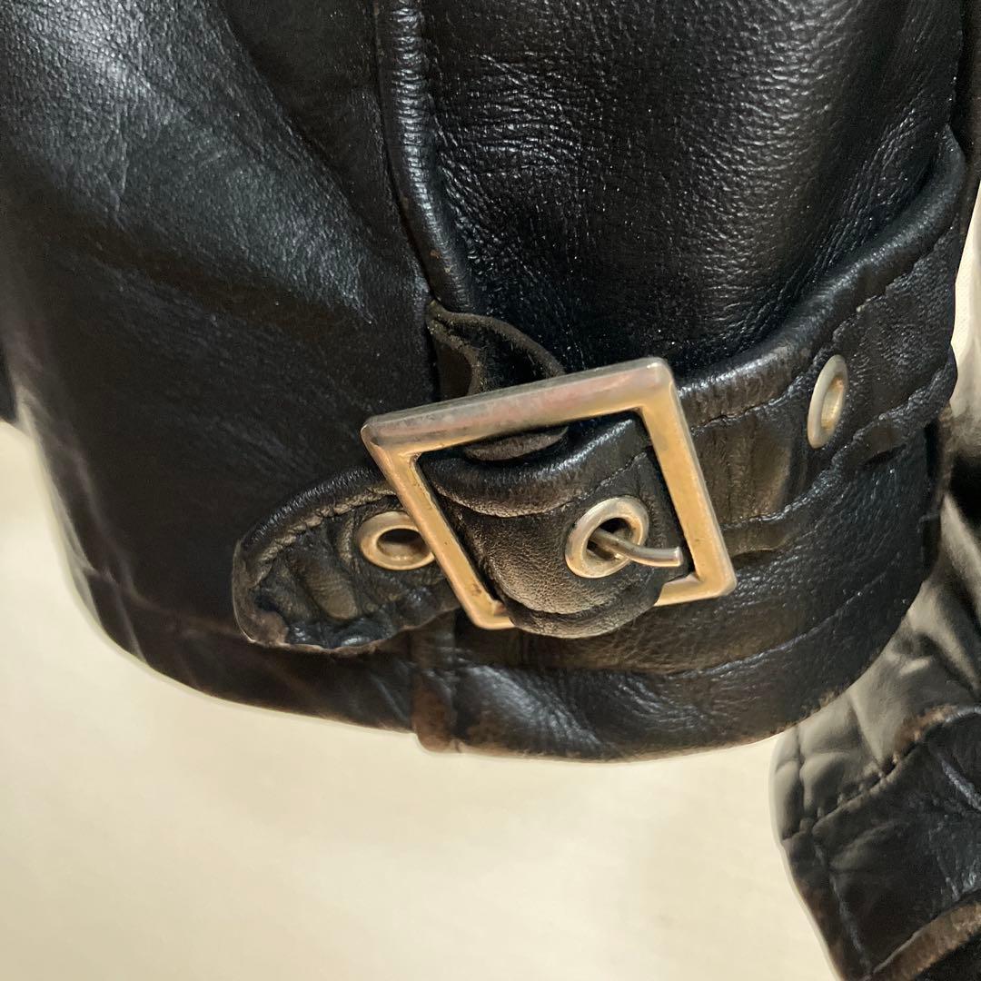 schott サイズ36茶芯 ブラックレザーシングルライダースジャケット