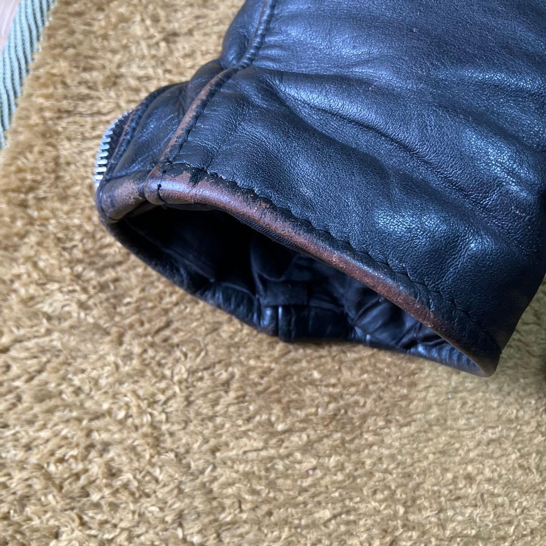 schott サイズ36茶芯 ブラックレザーシングルライダースジャケット